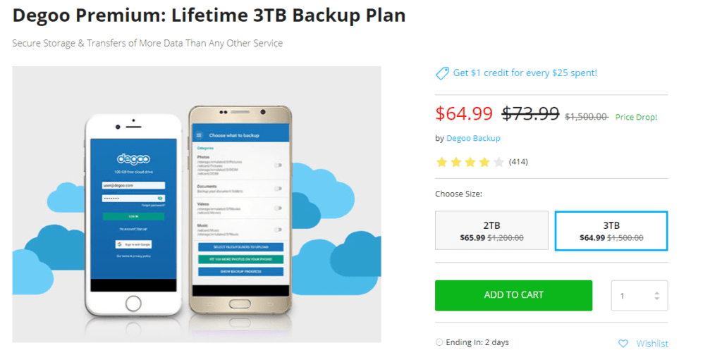 Degoo cloud storage more discount on 3TB plan