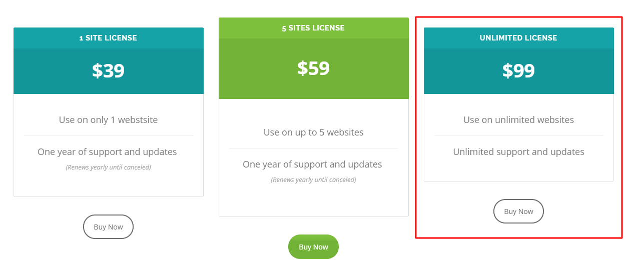 Proven ThemeTrust Pricing page