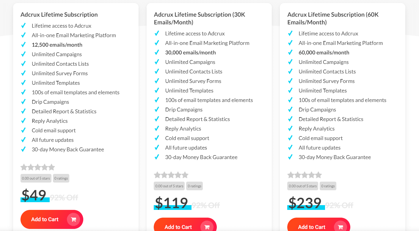 Adcrux Lifetime Deal: Email Marketing Tool 7 Adcrux Dealify Price