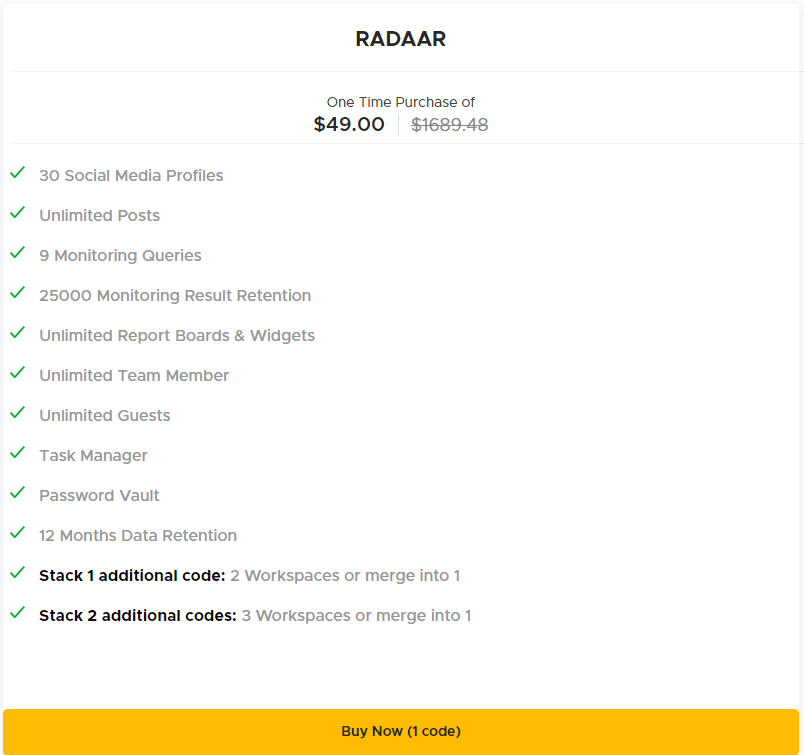 Radaar Appsumo Price