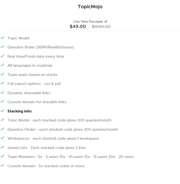 TopicMojo Lifetime Deal: Marketing Tool 5 TopicMojo Appsumo Price