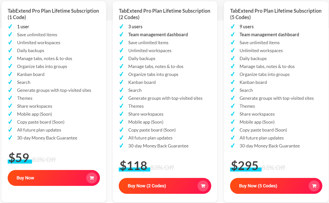 TabExtend Dealify Price