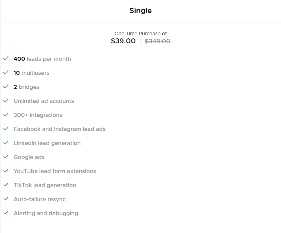 Leadsbridge appsumo price 