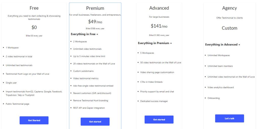 Testimonial hunt price 