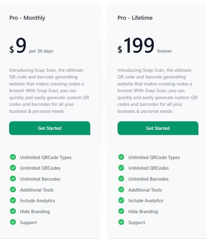 Snap Scan Lifetime Deal: QR Code & Barcode Generator 4 Snap scan Regular pricing