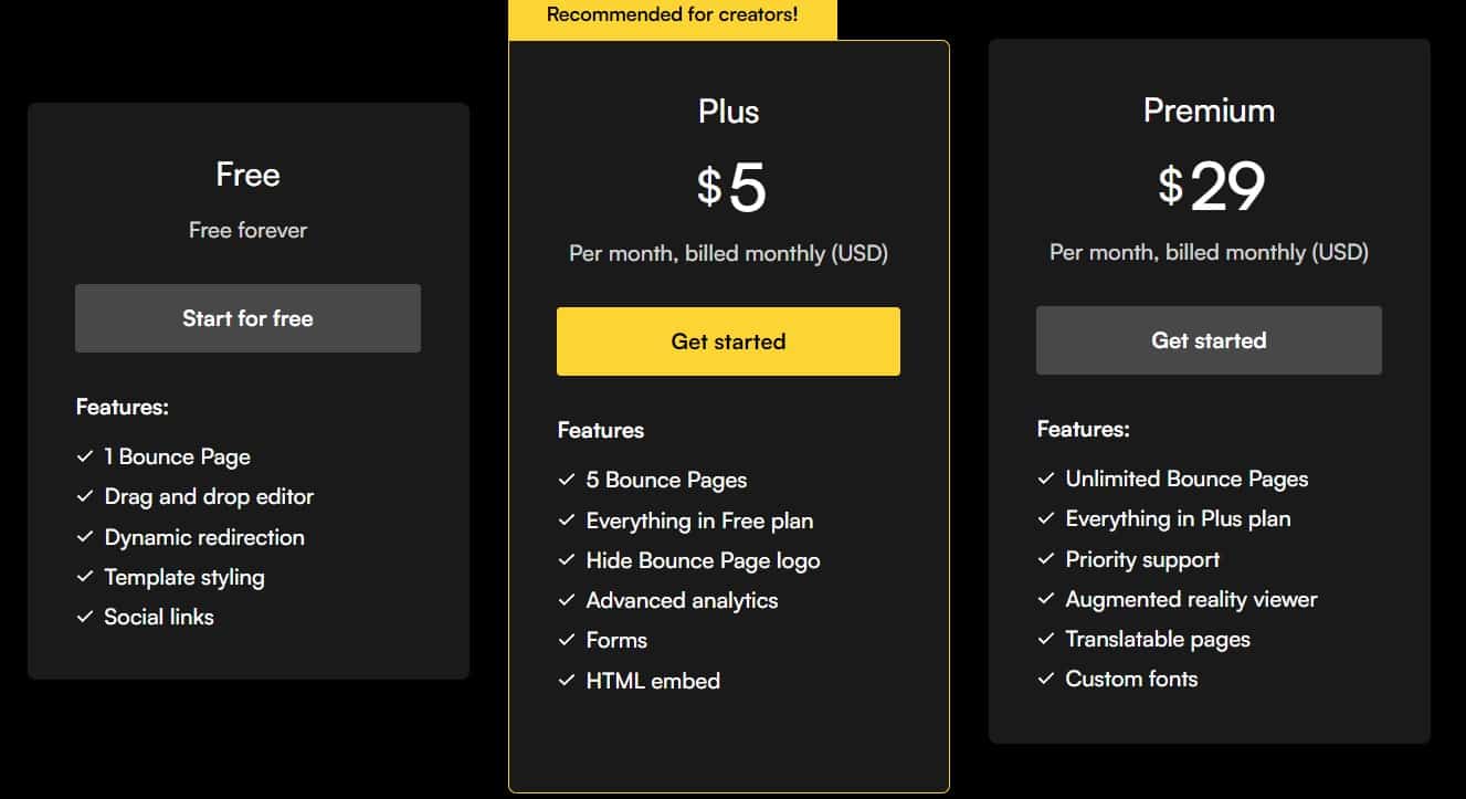 bouncepage regular pricing