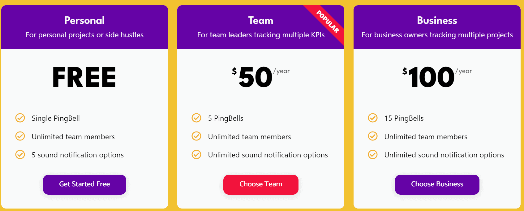 pingbell regular pricing 