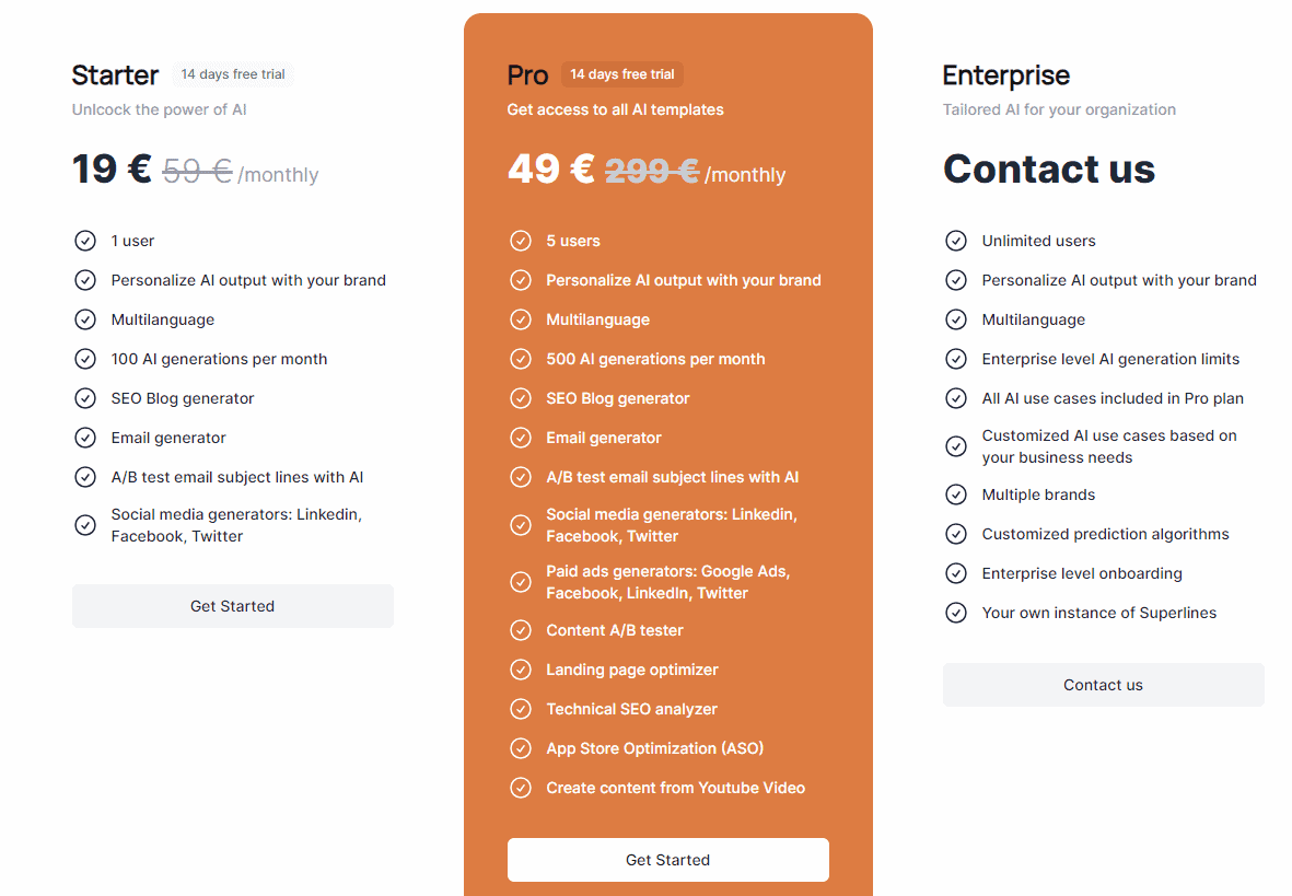 Superlines Lifetime Deal: AI Content Creation Tool 3 superlines regular pricing