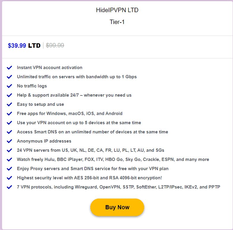 HideIPVPN Lifetime Deal: Protect Your Privacy 4 HideIPVPN dealmirror price