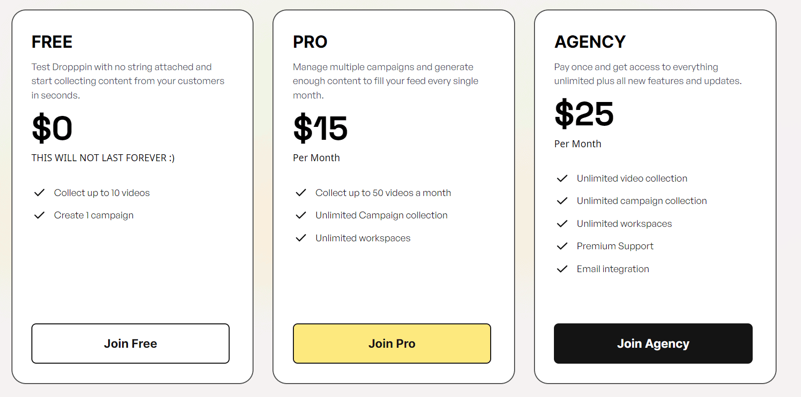 dropppin regular pricing