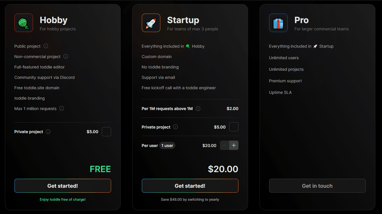 toddle regular pricing