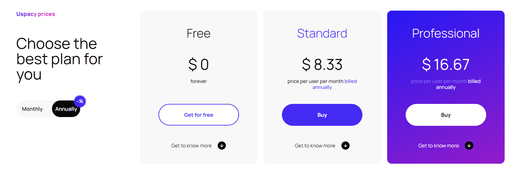uspacy regular pricing