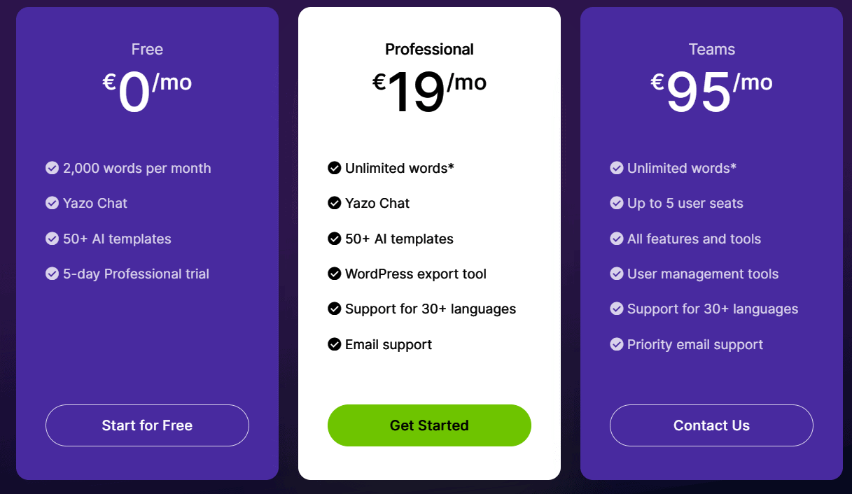 yazo regular pricing