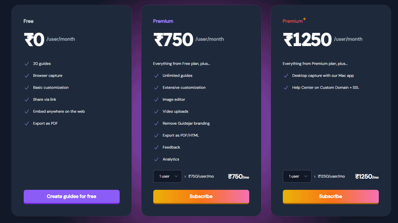 guidejar regular pricing