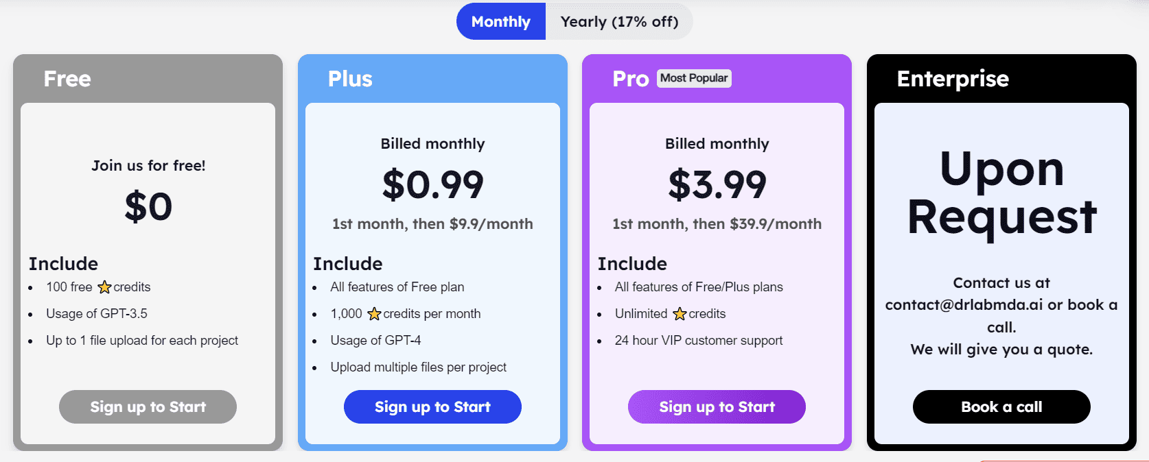 DrLambda AI regular pricing