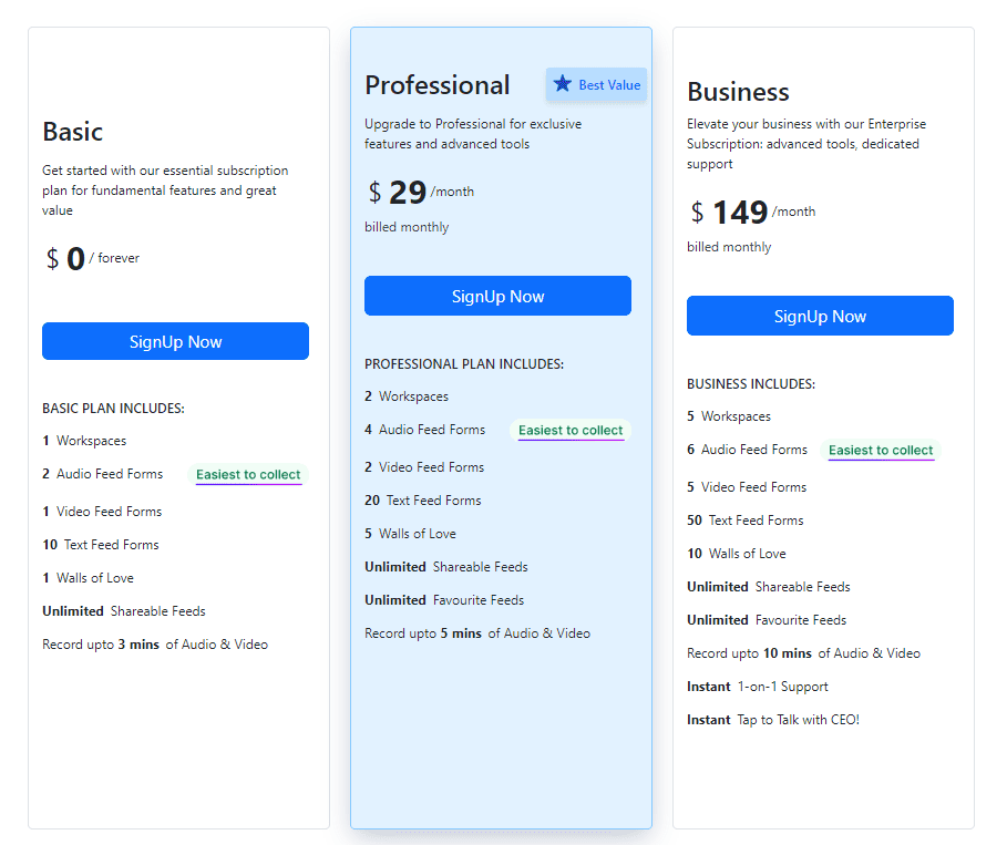 feedspace regular pricing
