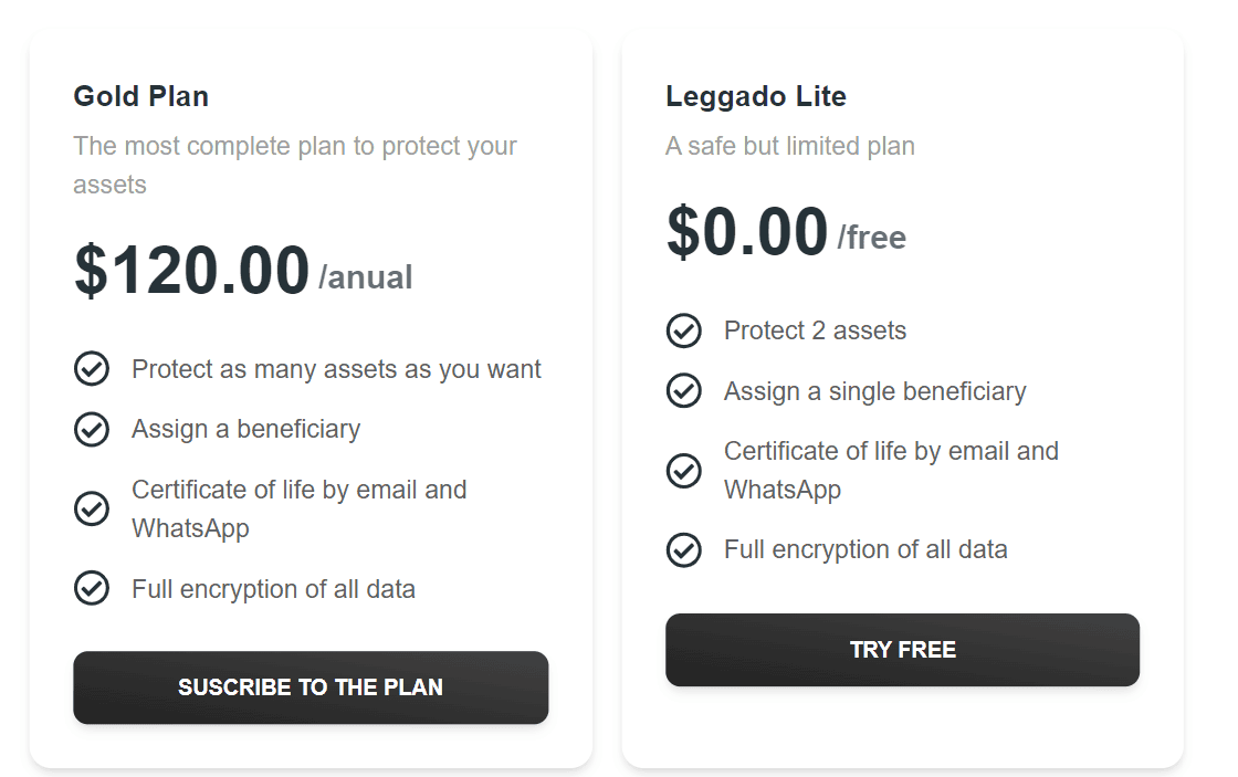 Leggado.Digital Lifetime Deal: Protect and Transfer your Online Assets 8 Leggado.Digital regular pricing