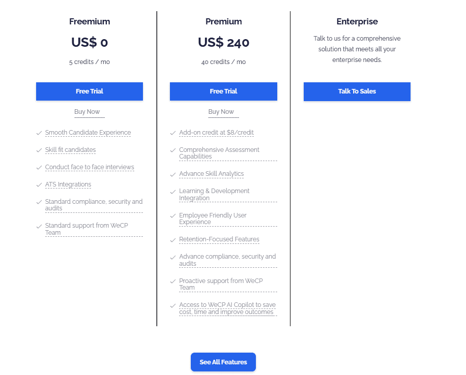 WeCP Regular Pricing