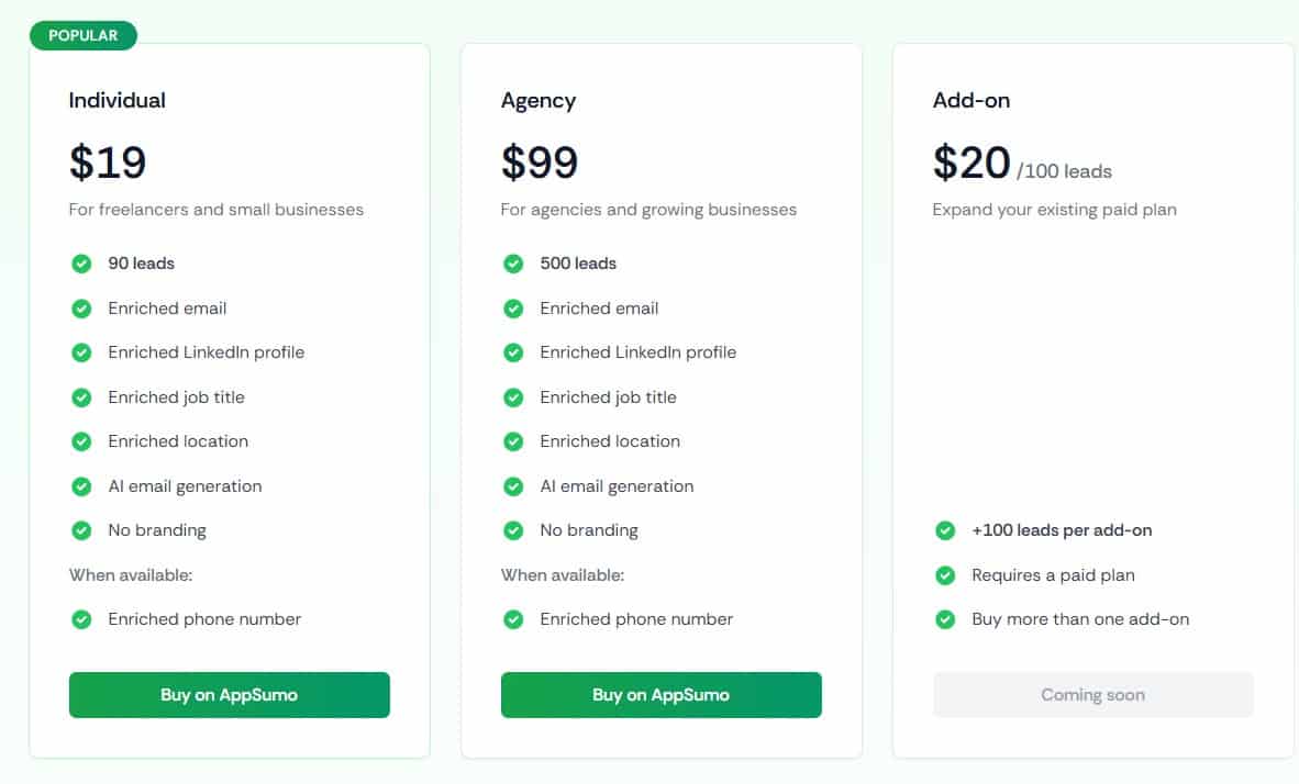 CustomerFinder.ai regular pricing