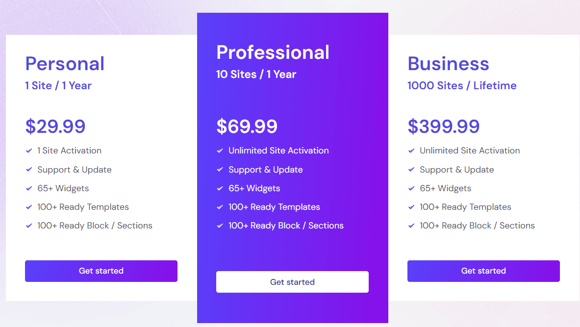 Turbo Addons Elementor regular pricing