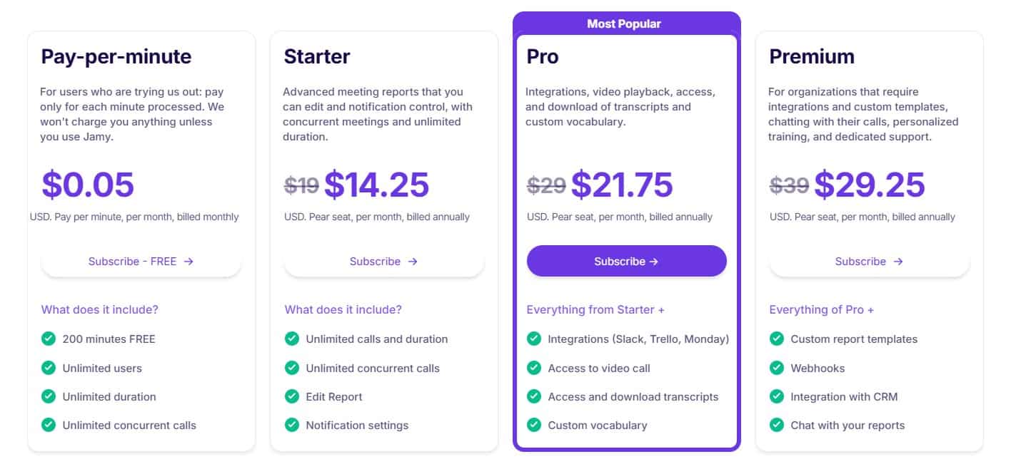 jamy regular pricing