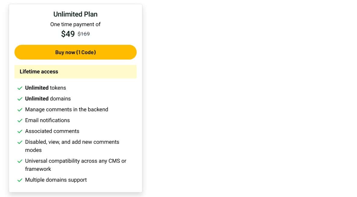 Simple Commenter Lifetime Deal: Enable Commenting on Website 3 Simple Commenter appsumo price