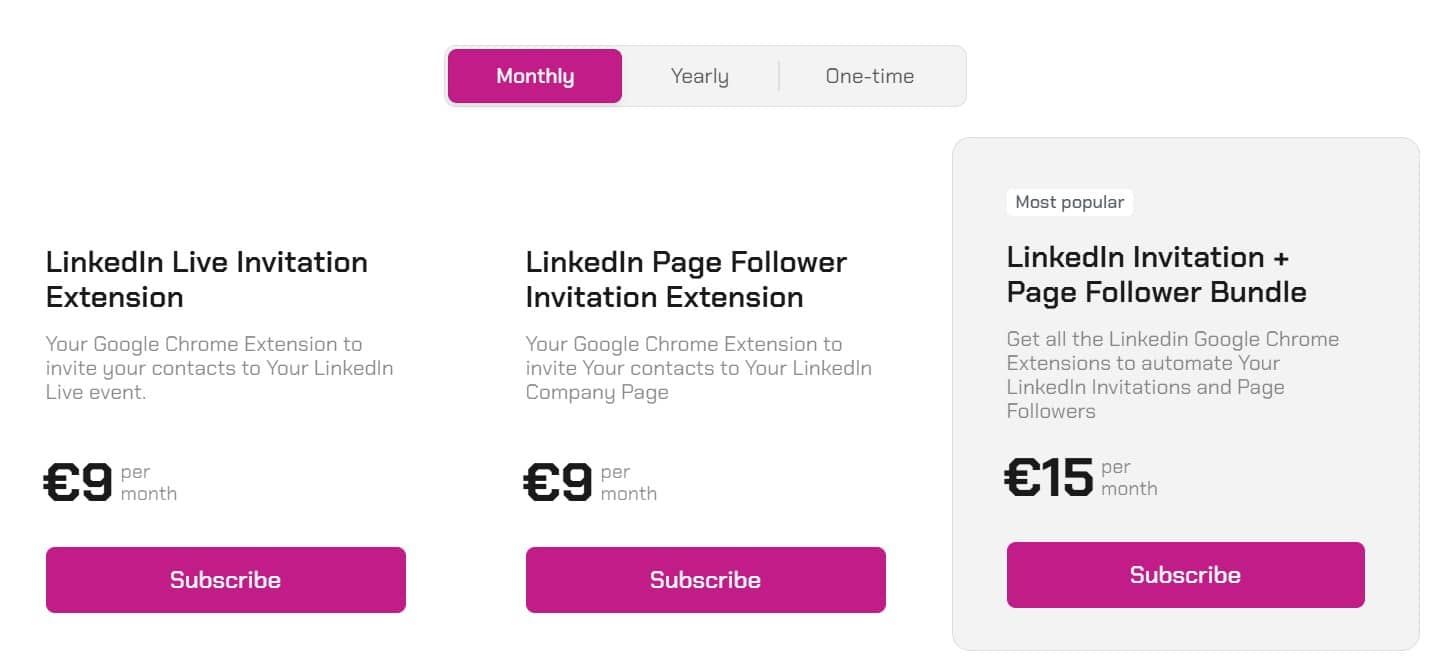 SimpleLi Inviter regular pricing