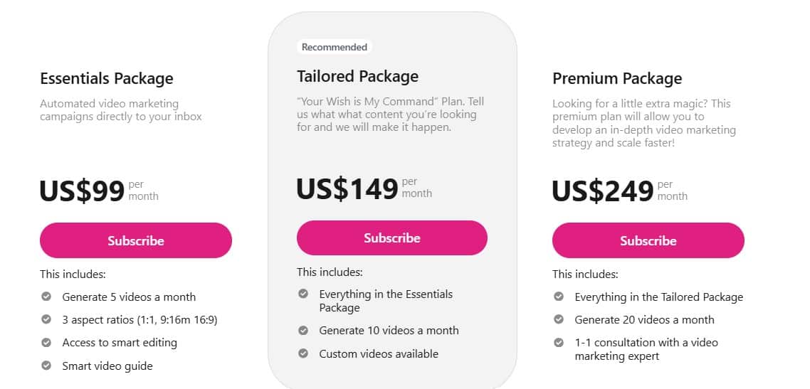 ViGi Video Regular pricing