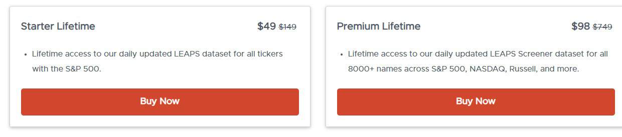 LEAPS Screener Lifetime Deal: Option Analysis Tool 3 LEAPS Screener dealfuel price