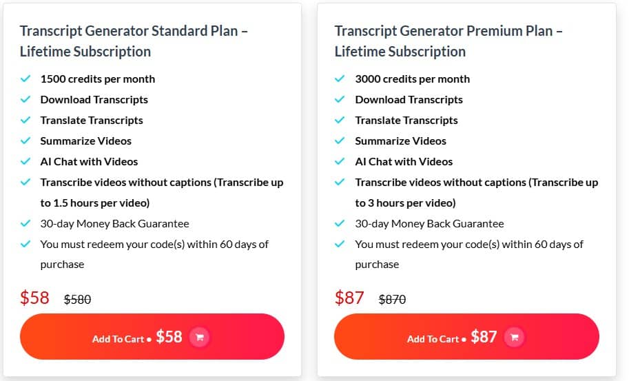 Transcript Generator dealify price