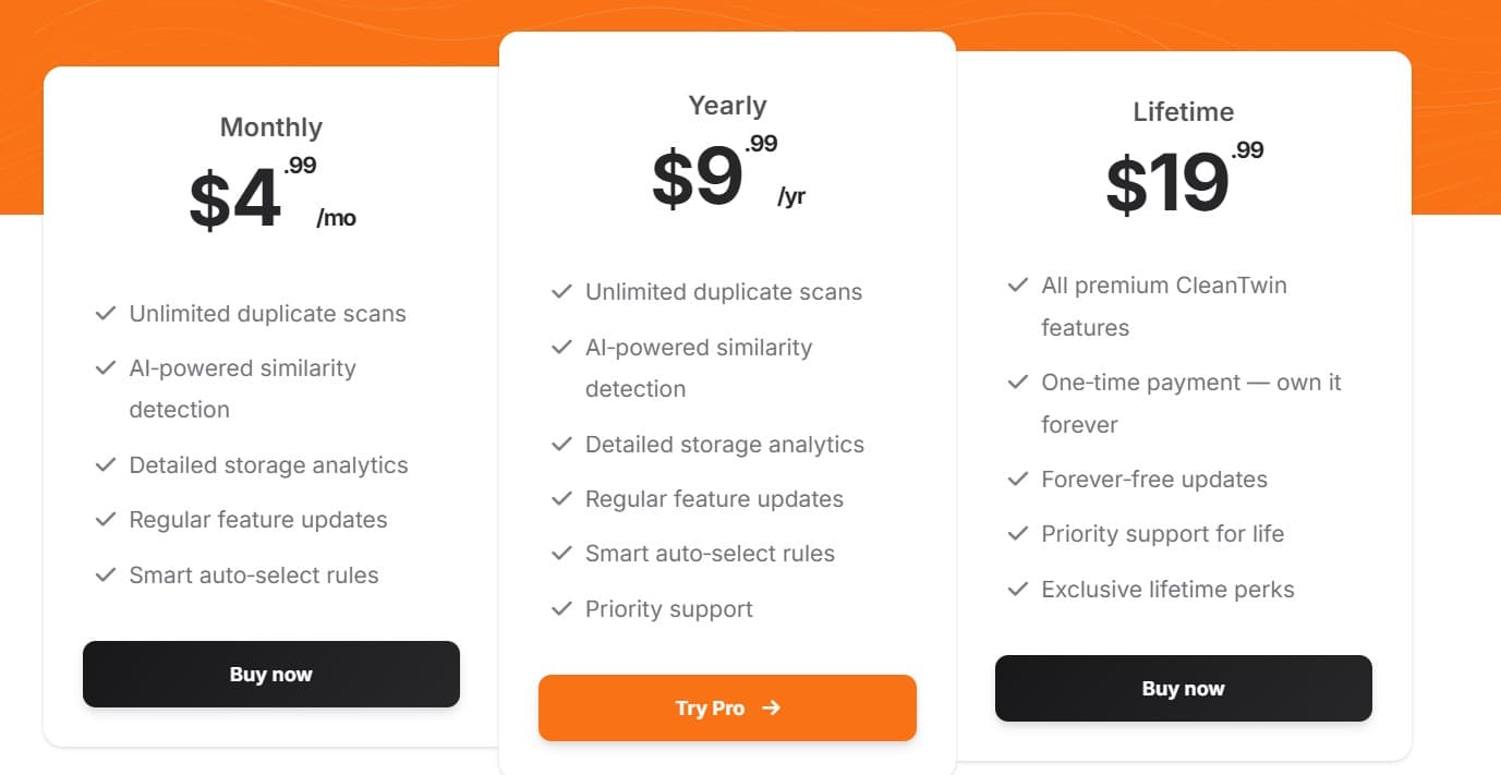 CleanTwin AI Lifetime Deal: Duplicate File Finder For Mac 4 CleanTwin AI regular pricing