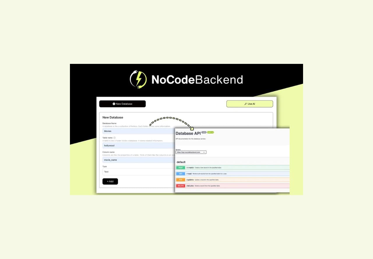 NoCodeBackend platform for software development with lifetime deals and SaaS solutions.