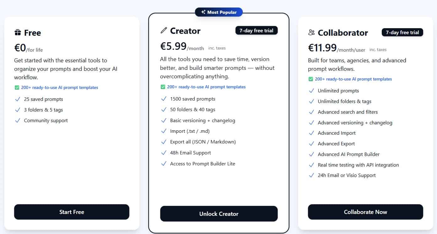 PromptAtlas regular pricing