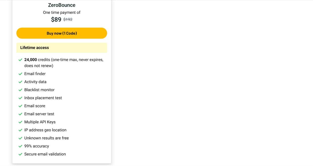 zerobounce appsumo price