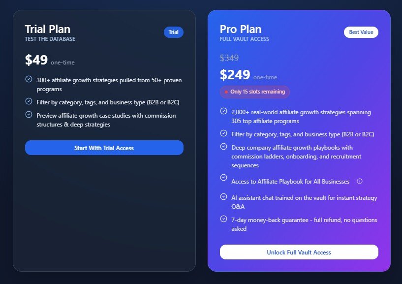 Affiliate Growth Vault Regular Pricing
