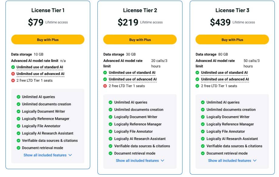 Logically Lifetime Deal: AI Research Tool 3 Logically Appsumo Price
