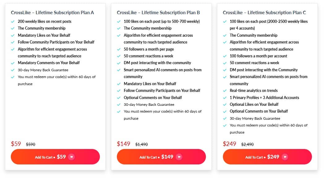 crosslike dealify pricing