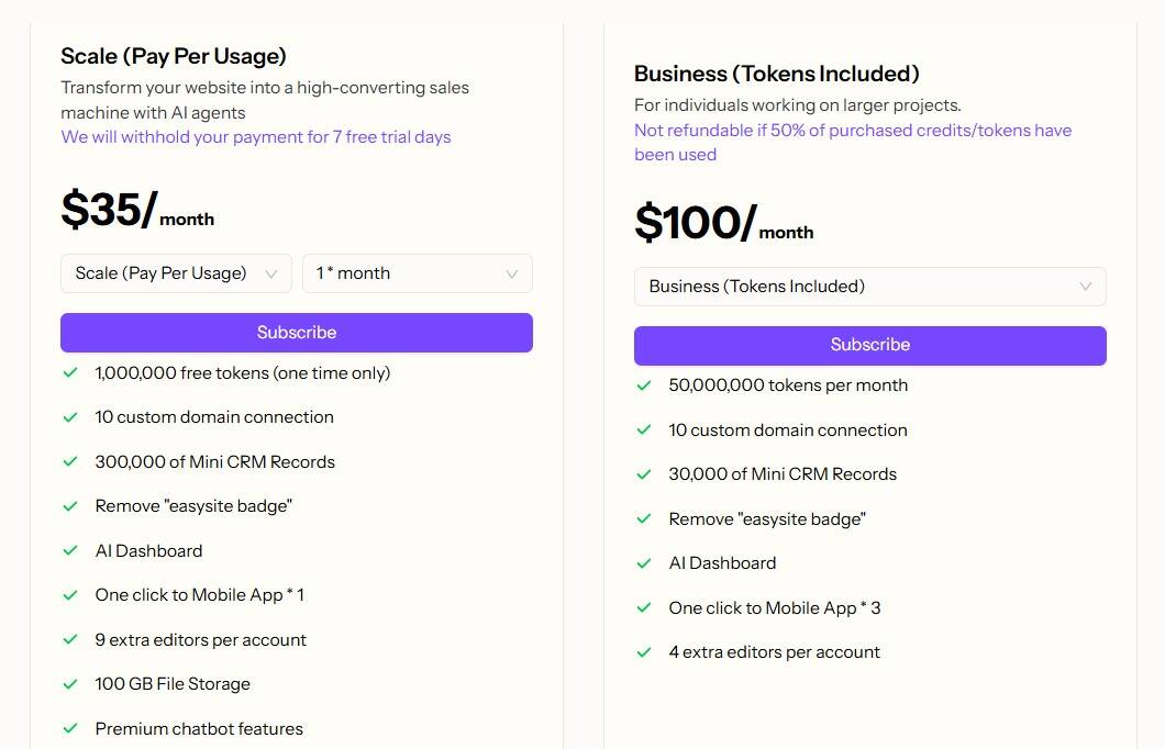 ezsite regular pricing