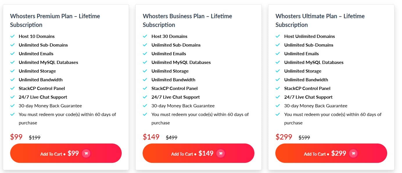 Whosters dealify price