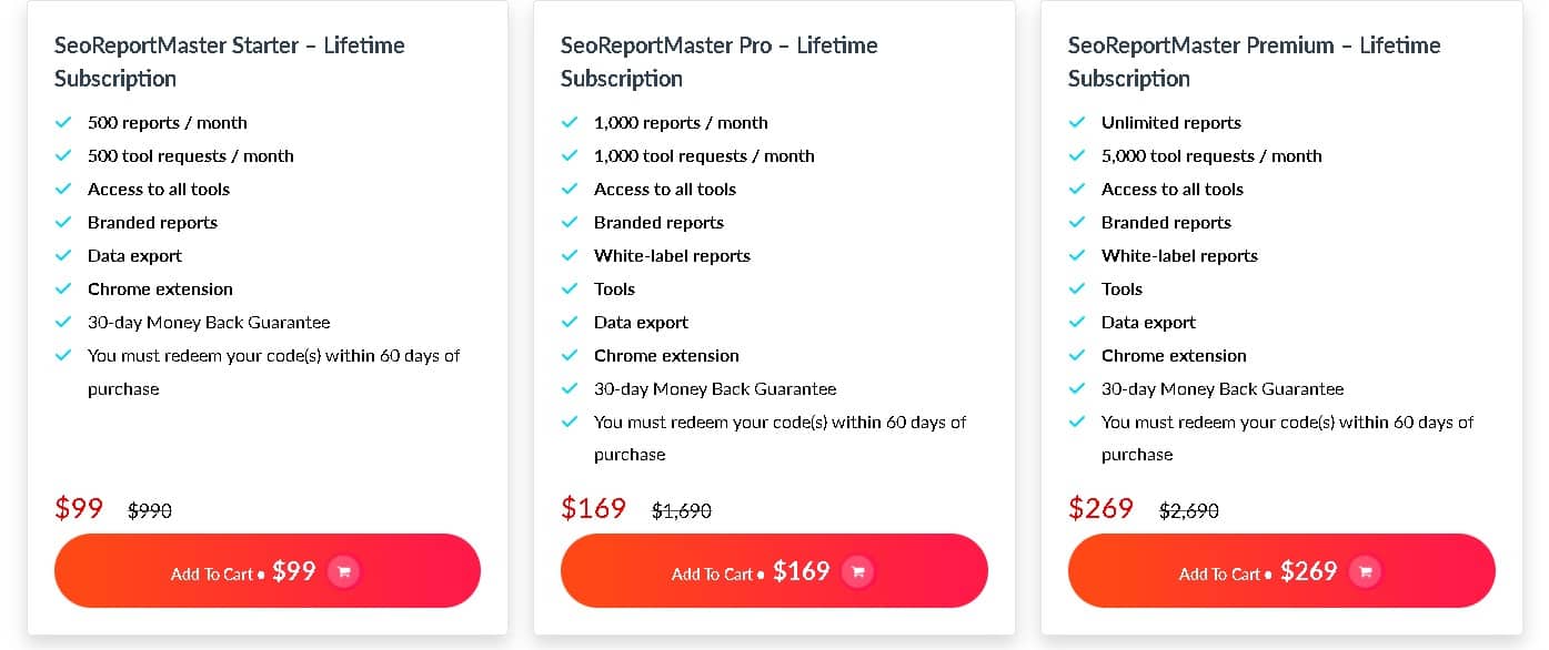 SeoReportMaster Lifetime Deal: SEO Reporting Tool 3 SeoReportMaster dealify price